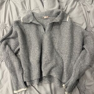Grey Waffle Knit Chunky Sweater